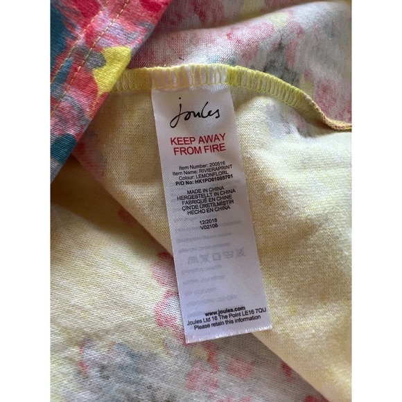Joules Riviera Print T-Shirt Style Dress in Lemon Floral Size US 12 - Picture 6 of 7